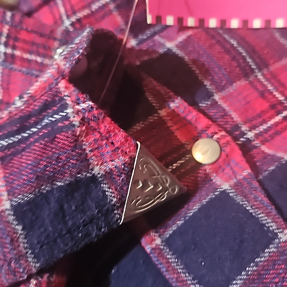 RUSTIC OUTFITERS Women Red Plaid Flanner Western Snap closure Cotton Shirt SizeL - Picture 13 of 14